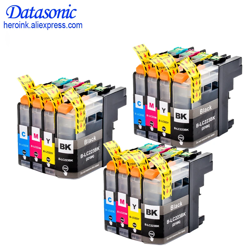 12 шт. LC223 совместимый картридж с чипом для принтера Brother MFC J4420DW J4620DW J4625DW|ink