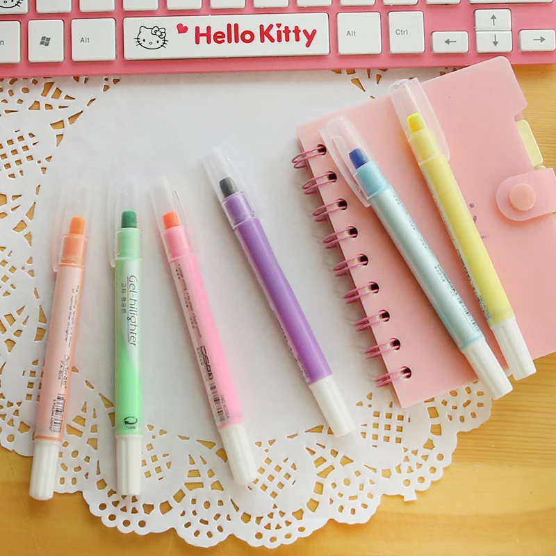 6 шт./партия из Южной Кореи творческий желе флуоресцентных ручек однотонные яркие