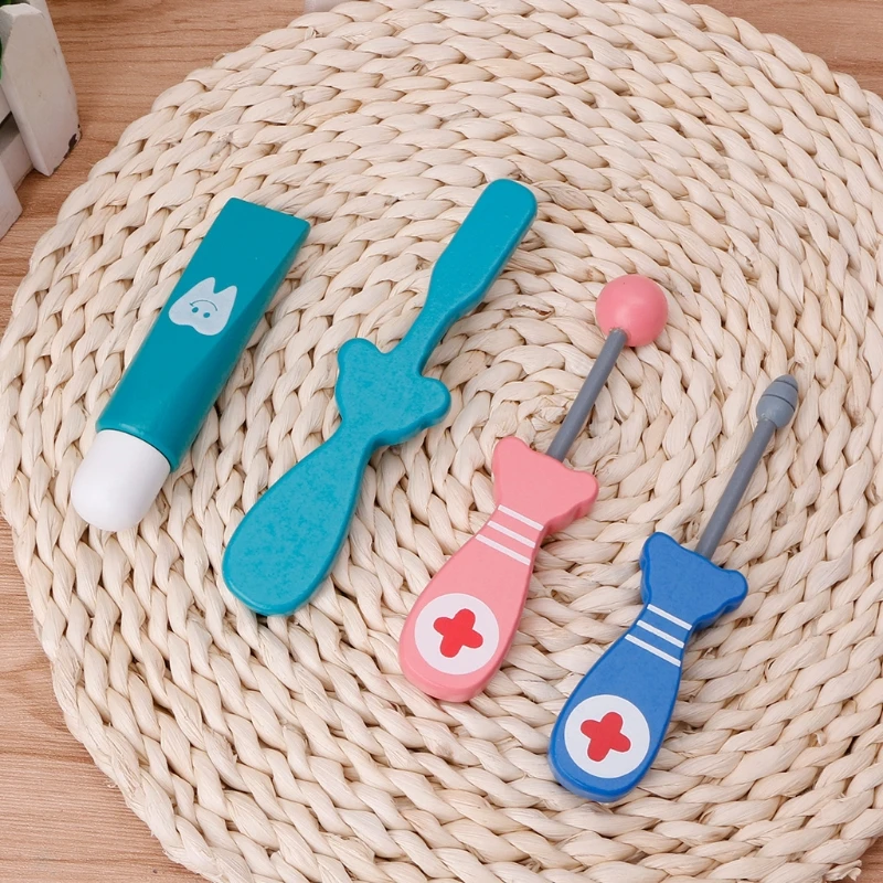 6 шт. детские игрушки Набор доктора играть деревянный стоматологический