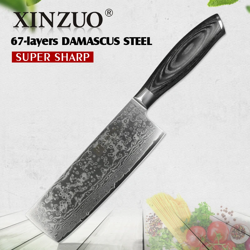 XINZUO 6,8 ''дюймовые кухонные ножи Nakiri 67 слоев японской VG10 дамасской стали нож-шеф повара нож для нарезки Pakka деревянной ручкой