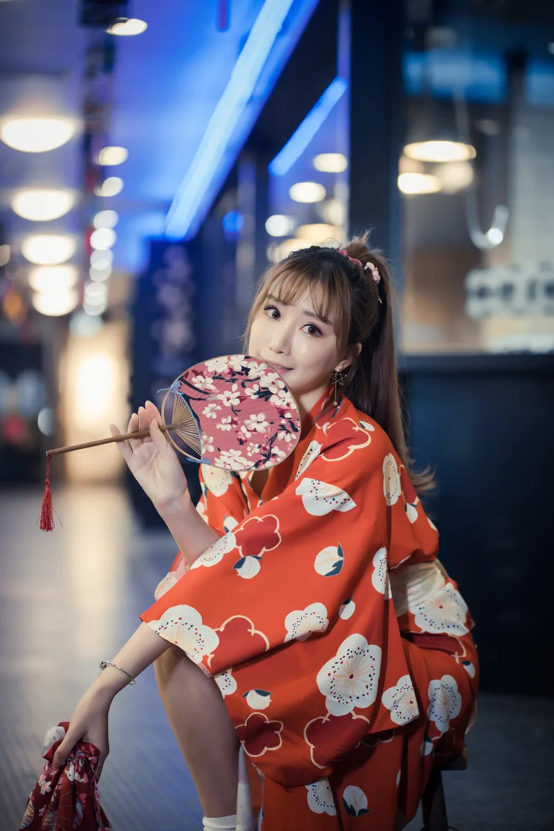 Japanese Traditional Kimono Yukata for Woman Sexy Floral Printed Evening Party Dress Obi Photography Elegant Sakura Cosplay