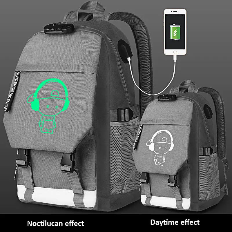 Дорожный Рюкзак Mochila 2020 Светящийся рюкзак с защитой от воров 16 дюймов usb-рюкзак