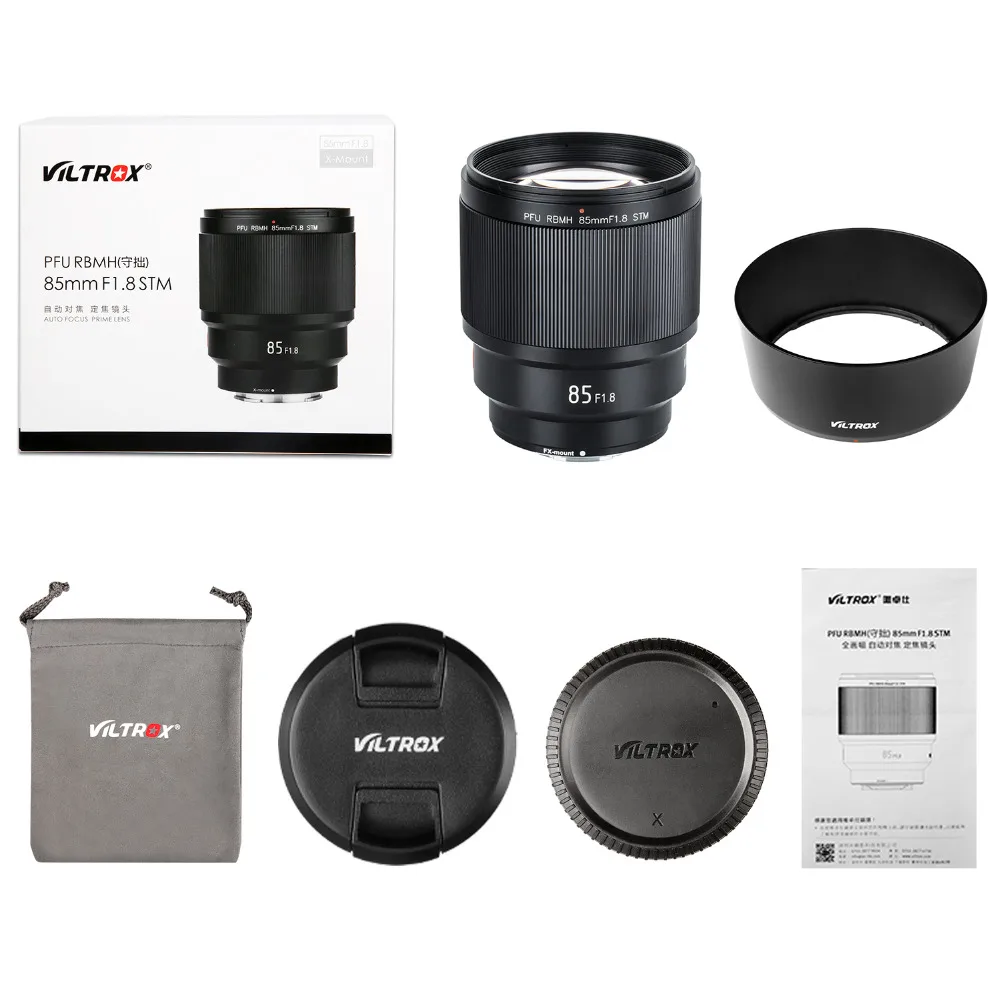 Объектив VILTROX 85 мм f/1 8 STM с автофокусом и фиксированным фокусом для камеры Fujifilm