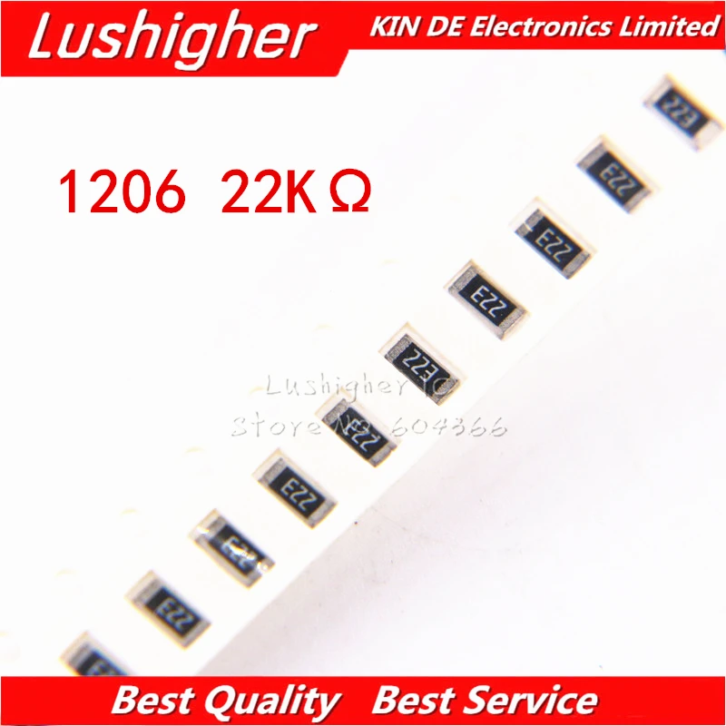 100 шт. 1206 SMD резистор 5% 22K Ohm 223 22 кОм|Резисторы| |