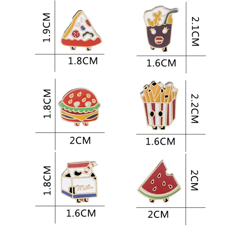 6 шт./компл. картофель фри чипсы колы молоко арбуз гамбургер пиццы брошки пуговицы