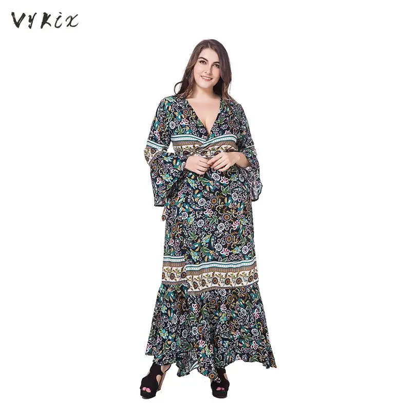 Большие размеры XL-3XL abaya Дубай турецкое сексуальное разделенное исламское женское платье v-образный вырез с длинным рукавом лоскутное мусульманское кафтановое летнее платье