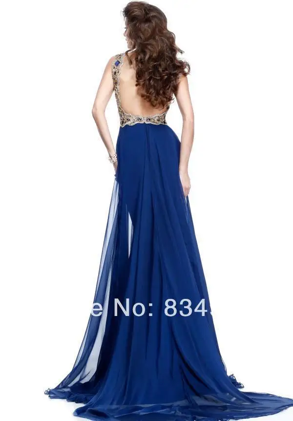 2014 New Arrival Sexy V Neck Cap Sleeve Chiffon Beading Sequined Backless A Line Prom Evening Graduation Winter Dresses G 47|dress anna|dress