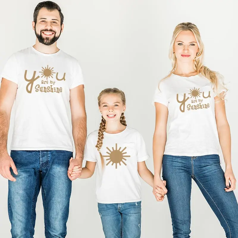 

you are my sunshine family matching clothes cotton summer outfits look t shirt mama baby daddy mommy and me kids set streetwear