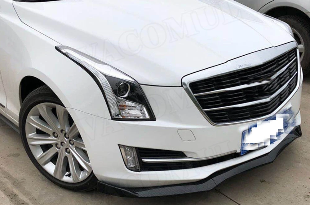 Передний передний спойлер для губ Cadillac ATS- 3 шт./компл. ABS Карбон черная головка бампер подбородок Лопата защита автомобиля Стайлинг