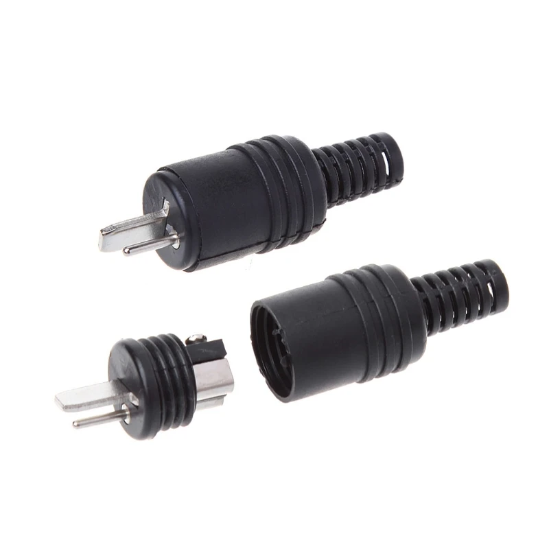

OOTDTY 10 Pcs 2 Pin DIN Speaker Plug 2-Pin Plug Hifi Loudspeaker Cable Solder Connector Black Color Plug