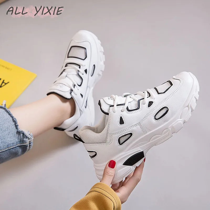 Все YIXIE 2019 новые модные весенне-летние сетчатые черные дышащие женские кроссовки