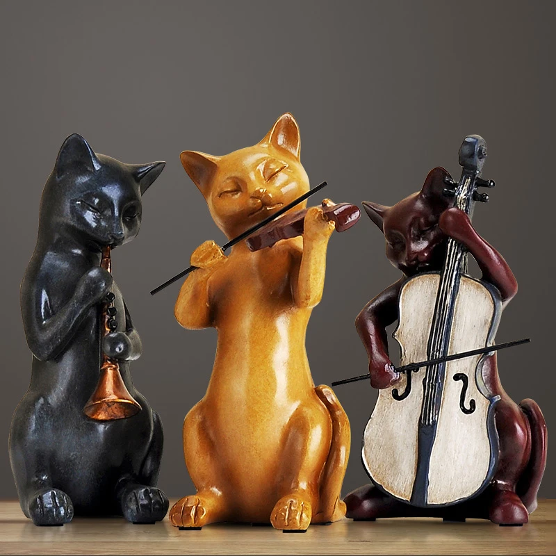 American Creative Resin Three cat bands table home decoration crafts   miniature figurines arts and crafts Room room furnishing