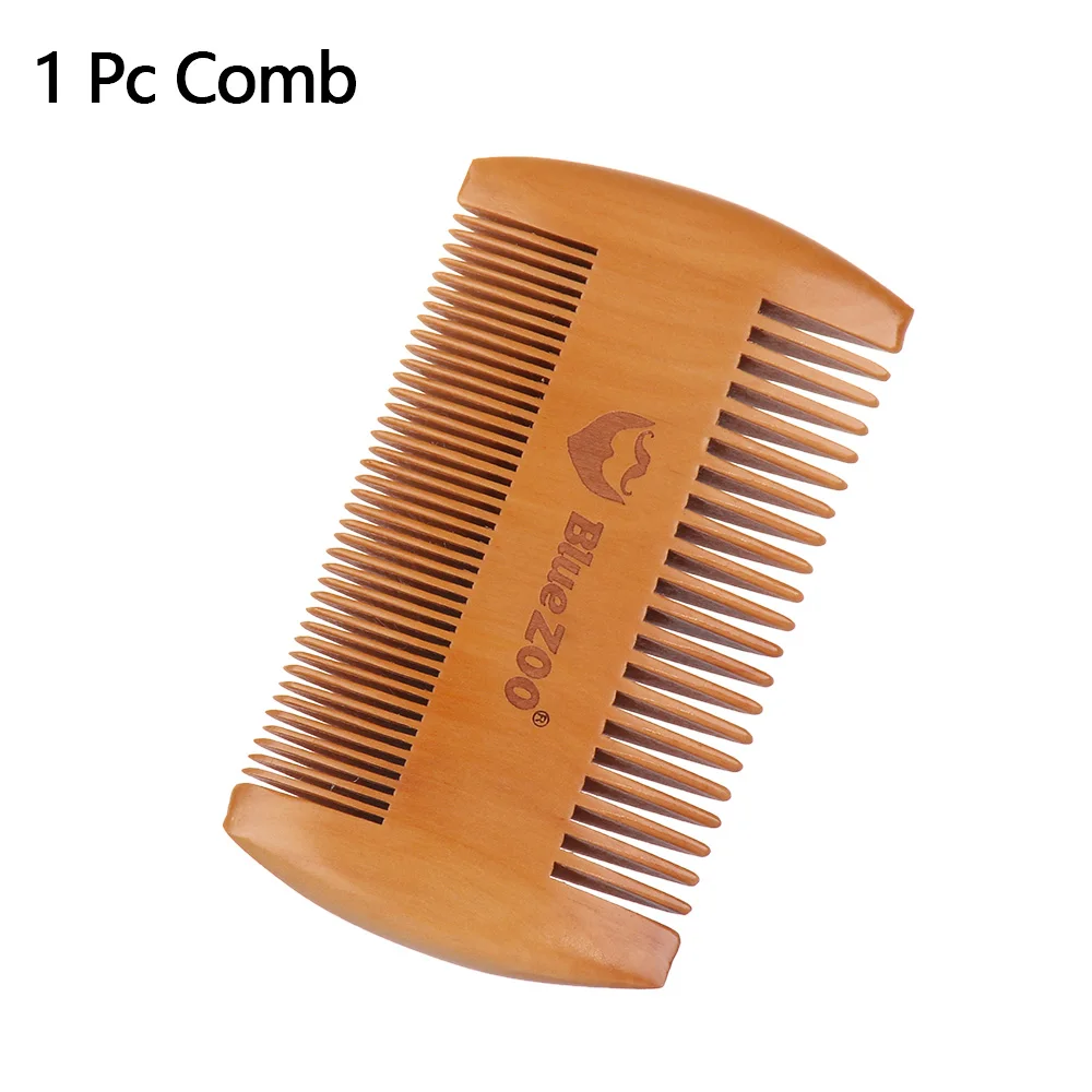 1 Pc Comb 1 шт., деревянная двухсторонняя Расческа для бороды, Антистатическая карманная расческа, мелкая и крупная Расческа для зубов, волос, усов, щетка для мужчин, инструменты для укладки волос - Цвет: 1 Pc Comb