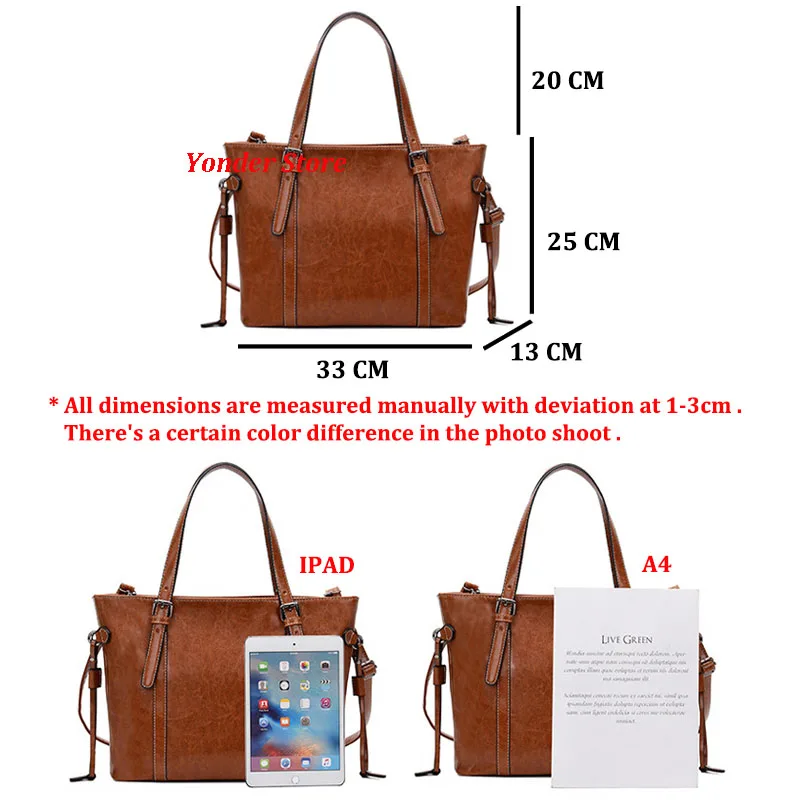 Черные коричневые большие женские сумки кожаные винтажные повседневные через