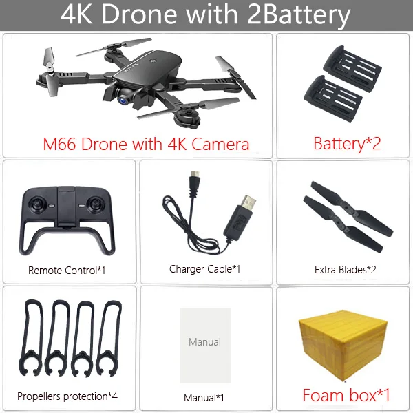 4K Black 2B F M66 Wifi FPV RC Дрон 4K камера Квадрокоптер 1080P двойная камера Оптическое позиционирование потока фото Дрон Vs Visuo Xs816 SG106 - Цвет: 4K Black 2B F