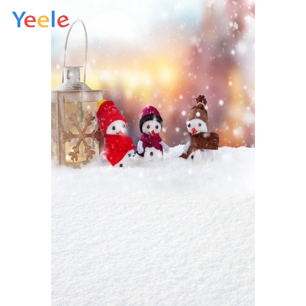 

Yeele White Snow Photographic Backgrounds Lamp Snowman Baby Portrait Christmas Winter Photography Backdrops For The Photo Studio