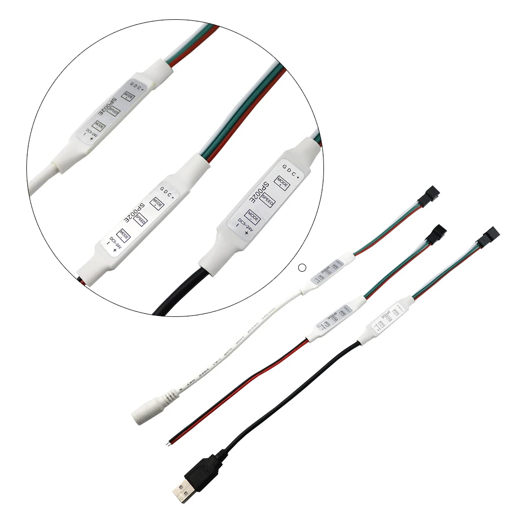 DC5V-24V светодиодный контроллер SP002E 3 клавиши мини пиксель диммер 3pin для WS2812B WS2811 WS2812 светодиодный пиксельный светильник Модуль разъем JQ