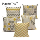 Подарки, Новый чехол для подушки, хлопок, геометрический плед, в полоску, для дома, AlmofadaCojines, 45 см x 45 см, квадратная ткань для мебели, с принтом, Cojines