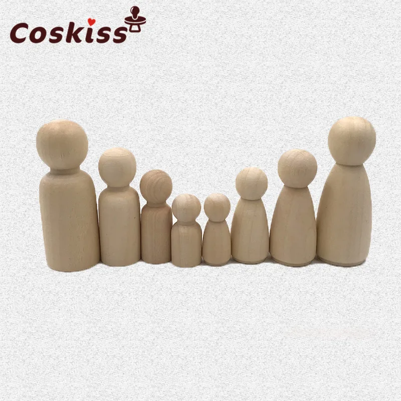 Mu&ntilde;ecas de clavija de madera de arce sin pintar para ni&ntilde;os, regalos de cumplea&ntilde;os hechos a mano, Pastel de Bodas sin terminar, mu&ntilde;ecas de decoraci&oacute;n, conjunto de juguetes de dentici&oacute;n-3