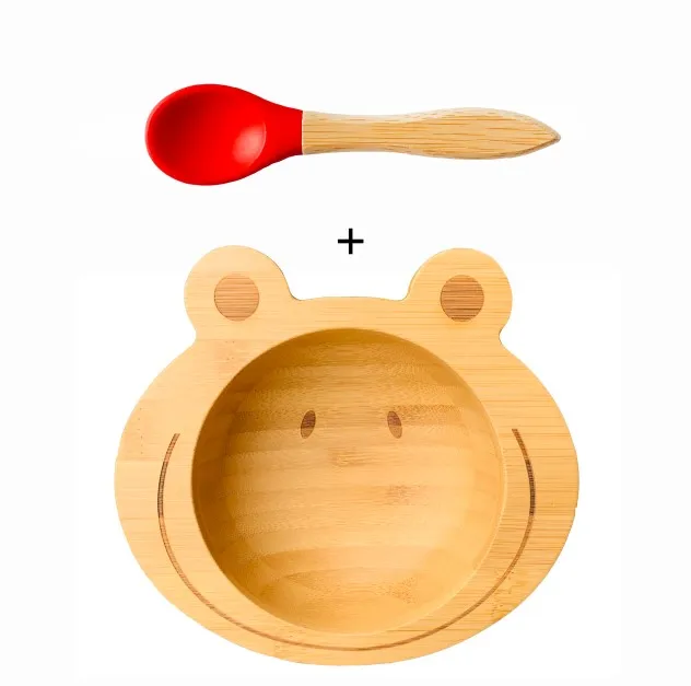 Red Plate and Spoon Горячие продажи кормления бамбуковые Силиконовые Детские тренировочные ложки с пластиной и чашей бамбуковая силиконовая присоска детская тарелка - Цвет: Red Plate and Spoon