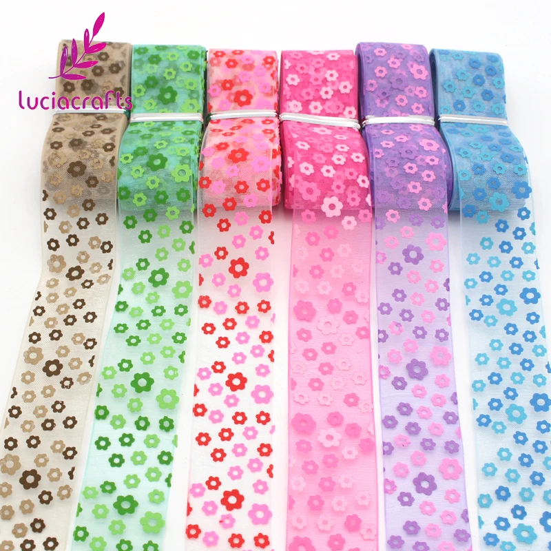 Lucia crafts 5 лет/6 лет 25 мм цветочный принт органза кружевные ленты сделай сам отделка
