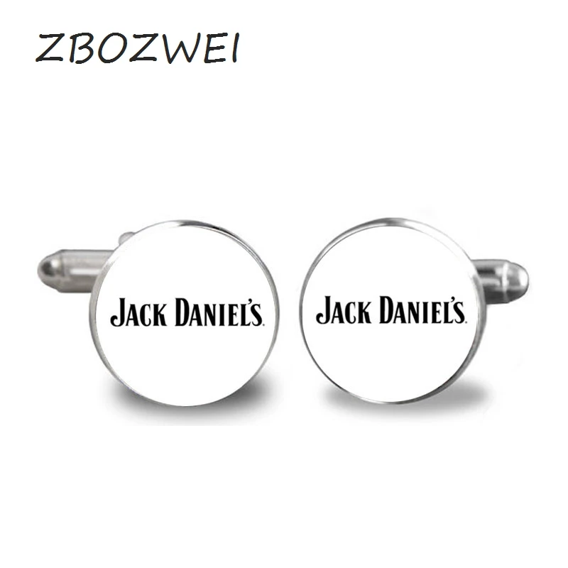 ZBOZWEI 2018New Bacardi Cufflink Jack Daniel Old NO 7 Whiskey Cufflinks Silver Cuff Gifts for Him Handmade Photo Jewelry | Украшения и