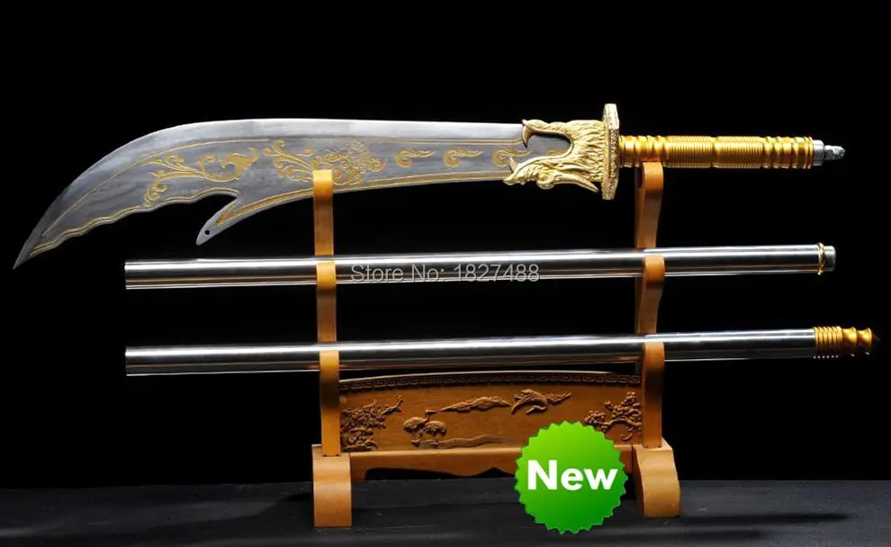 Длинная стальная ручка Китайский Меч сабель Wushu из искусственной кожи|Мечи| |