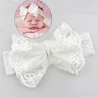 Повязка на голову для девочек Withe, кружевная, со стразами, эластичная, Цветочные Детские повязки на голову