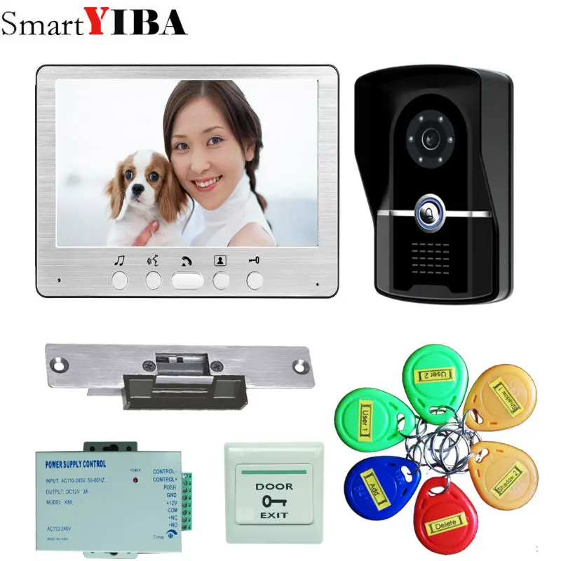SmartYIBA 7 inch LCD Color Video door phone Intercom System Weatherproof Night Vision Camera Home Security FREE SHIPPING | Безопасность