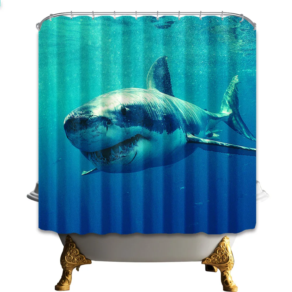 Экологичная Полиэстеровая Водонепроницаемая занавеска для душа Seafloor Shark Dolphin
