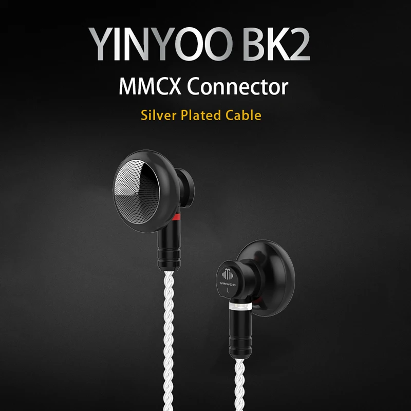 YINYOO BK2 DIY MMCX наушники 14 8 мм Динамический драйвер гарнитура HIFI металлические