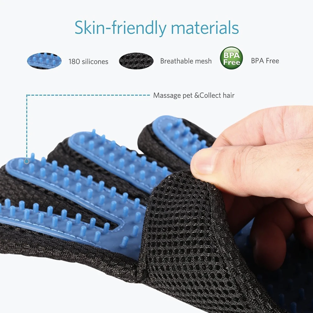 Pet Hair Glove Comb Dog Cat Grooming Cleaning Deshedding Left Right Hand Removal Brush Promote Blood Circulation | Дом и сад