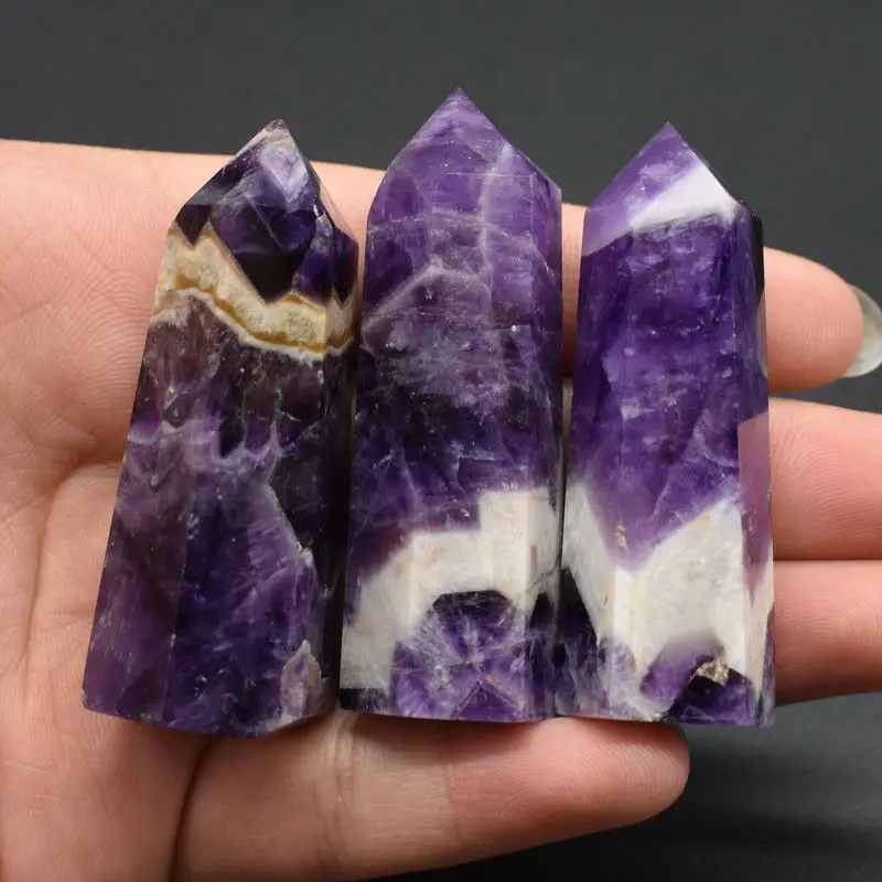 

new arrivals 100% natural dream amethyst quartz crystal gem stone wand as gift3pcs