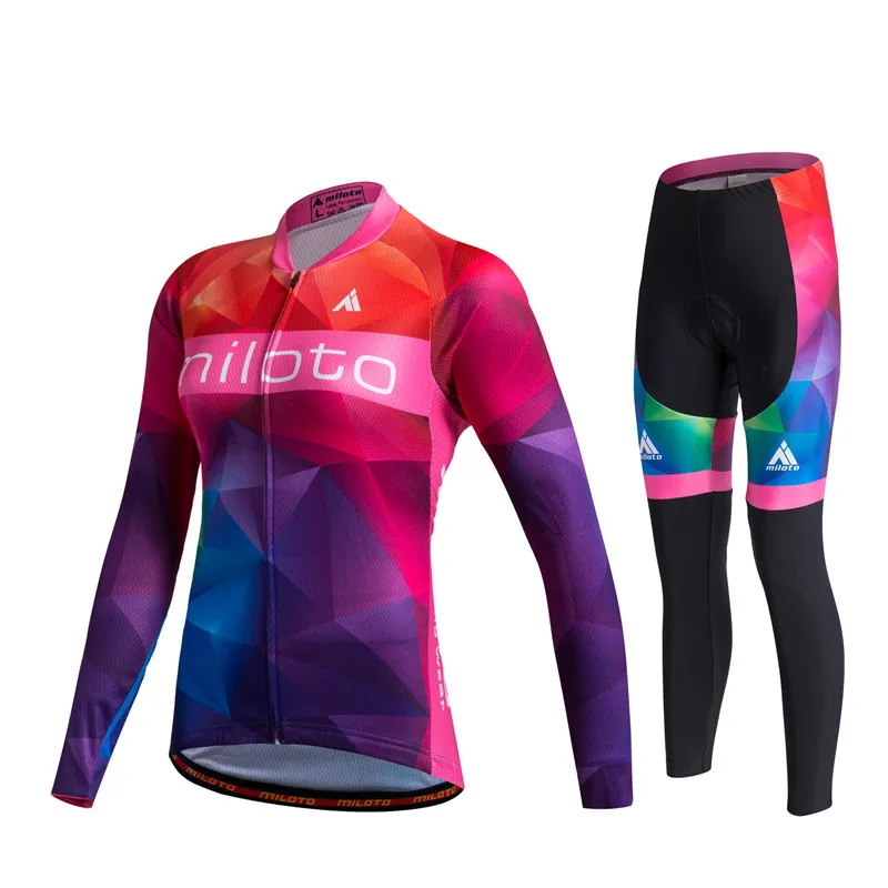 MILOTO 2018 Для женщин Vélo наборы с длинным рукавом Джерси Pro Team Велосипедная форма