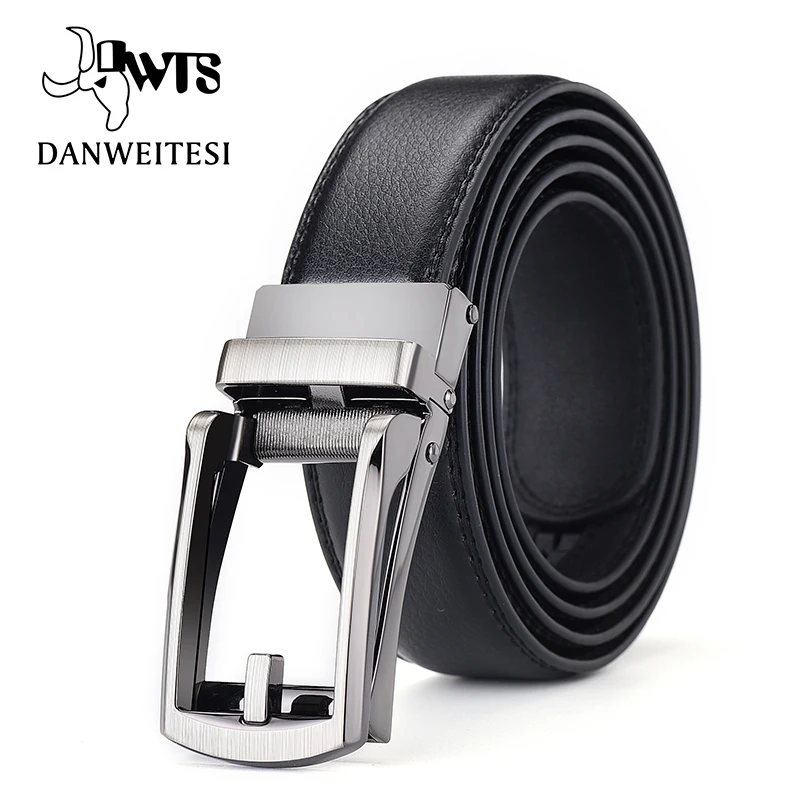 

[DWTS]Top quality cow genuine leather men's belt cowhide strap for male automatic buckle belts for men alloy buckle belt