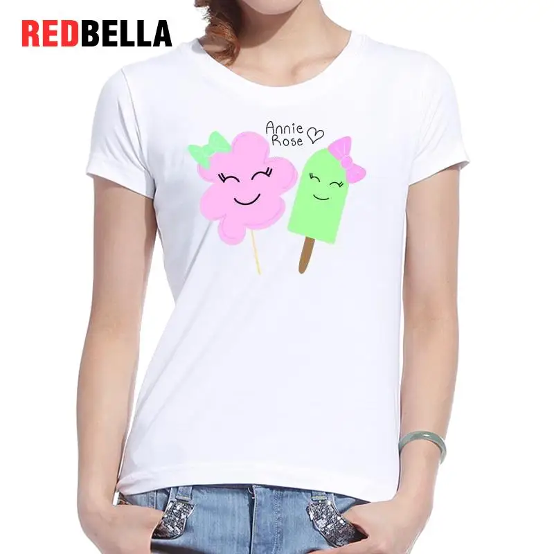 REDBELLA корейский стиль футболка Femme Harajuku Kawaii/Хлопковые с коротким рукавом Hipster