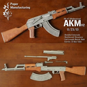 1:1 масштаб 87 см AKM AK47 Бумажная модель 4 цвета бумажная модель пистолет DIY Бумага Ремесло игрушка