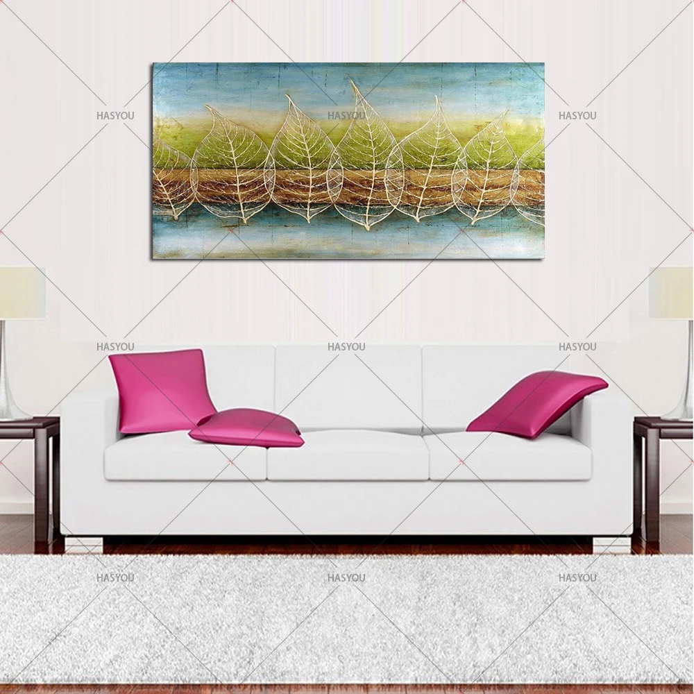 

New Design Abstract Golden Leaves 100%Handmade Oil Painting On Canvas Landscape picture Wall Art For Living Room Bedroom Office