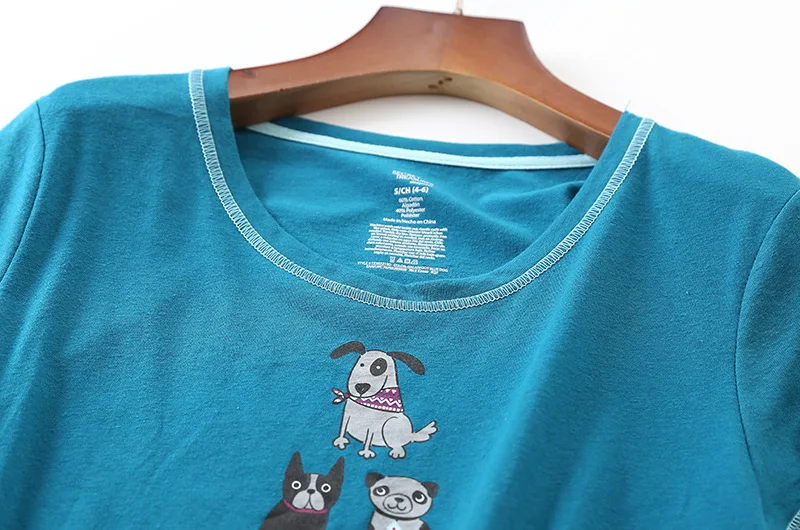 Новый 2019 Для женщин пижамы из хлопка с принтом в виде собаки Совы Пижама-Слон