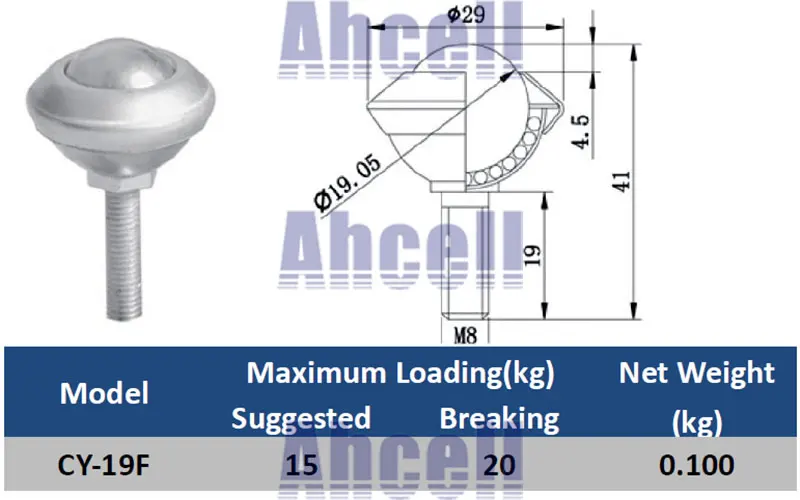 Монтажный шаровой ролик для болтов типа M8 диаметр-15 кг/20 кг грузоподъемность из