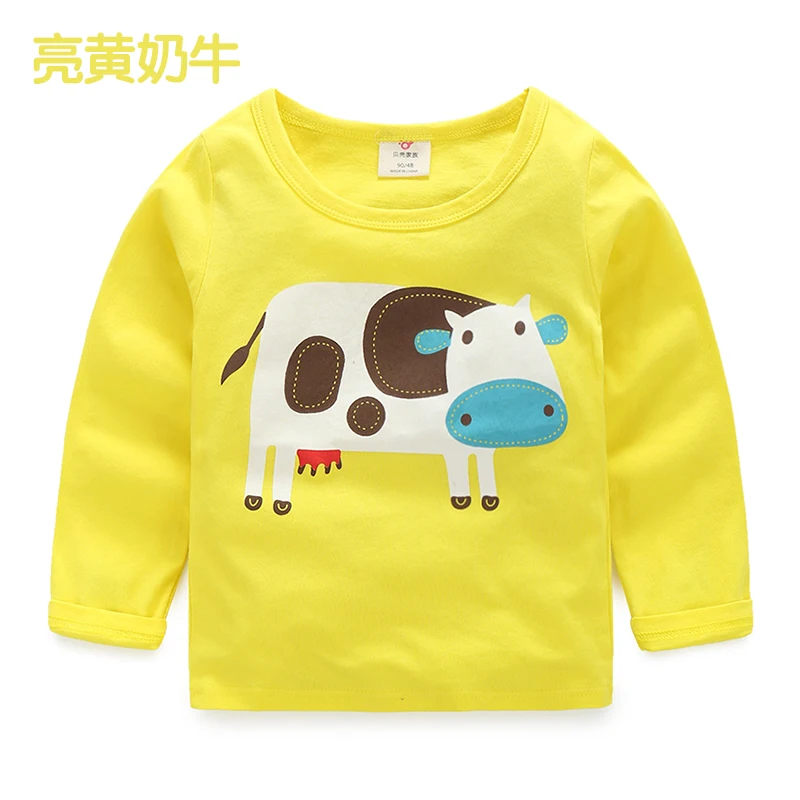 yellowmilk Детская одежда в Корейском стиле на весну, Милая футболка с длинными рукавами и принтом из мультфильма для маленьких мальчиков - Цвет: yellowmilk