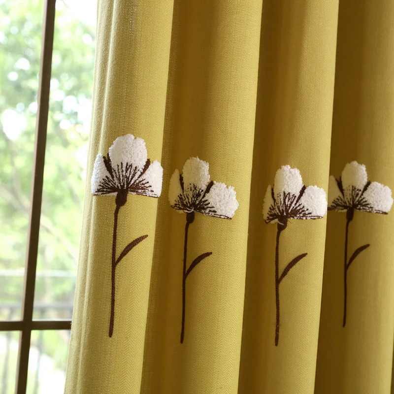 Semi-shading Countryside Villa Embroidered Curtains for Living Room Divider Chinese Sweet Bedroom Window Decor | Дом и сад