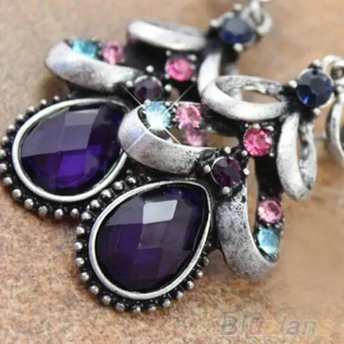 Женская Урожай Элегантный Чешские Падения Rhinestone Eardrops Серьги 1P1Z|drop earrings|rhinestones