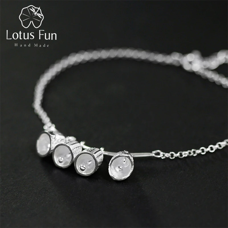 Lotus весело Настоящее стерлингового серебра 925 природных творческий ручной