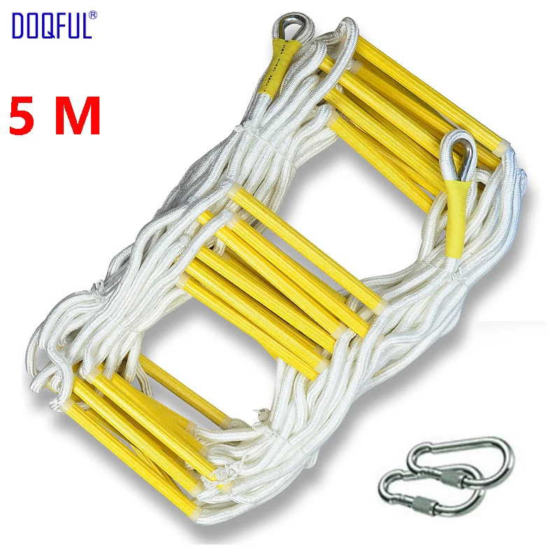

5M Rescue Rope Ladder 17FT Escape Ladder Emergency Work Safety Response Fire Rescue Rock Climbing Escape Tree Outdoor Protection