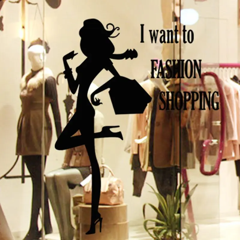 

Clothing Store Decal Sexy Lady Girls Glass Wall Sticker Decoration Clothing Store Decal Cloakroom Showcase Decor