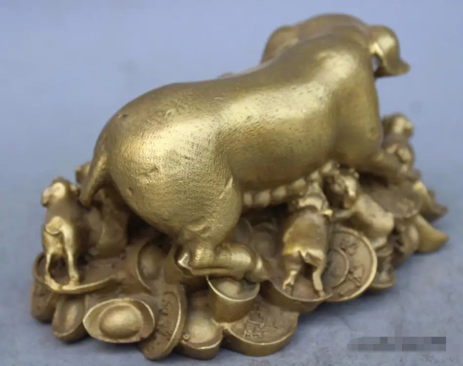 Китайская латунная Скульптура Фэн-шуй статуя из множества свиней | Дом и сад