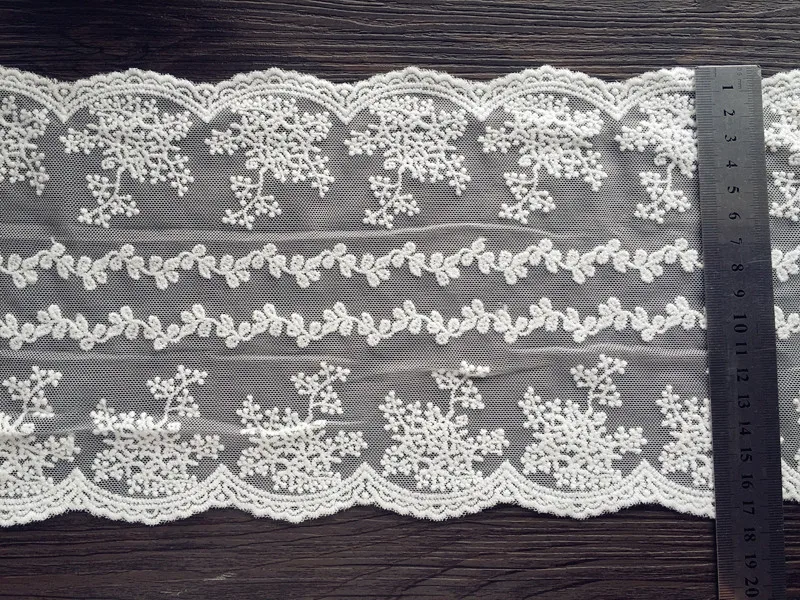 17.5cm 6.88&quot wide 5 yard ivory tulle mesh gauze fabric embroidered tapes lace trim ribbon 1023897AQL4K23 | Дом и сад