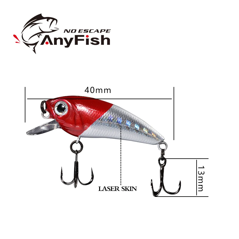 ANYFISH WOBBLING SHAD 40F-SR жесткая приманка для рыбалки 4 см 2 5 г с рыболовными крючками