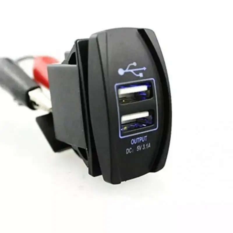 Автомобильный двойной USB розетка DC 12V 24V светодиодный гнездо индикатора Авто адаптер
